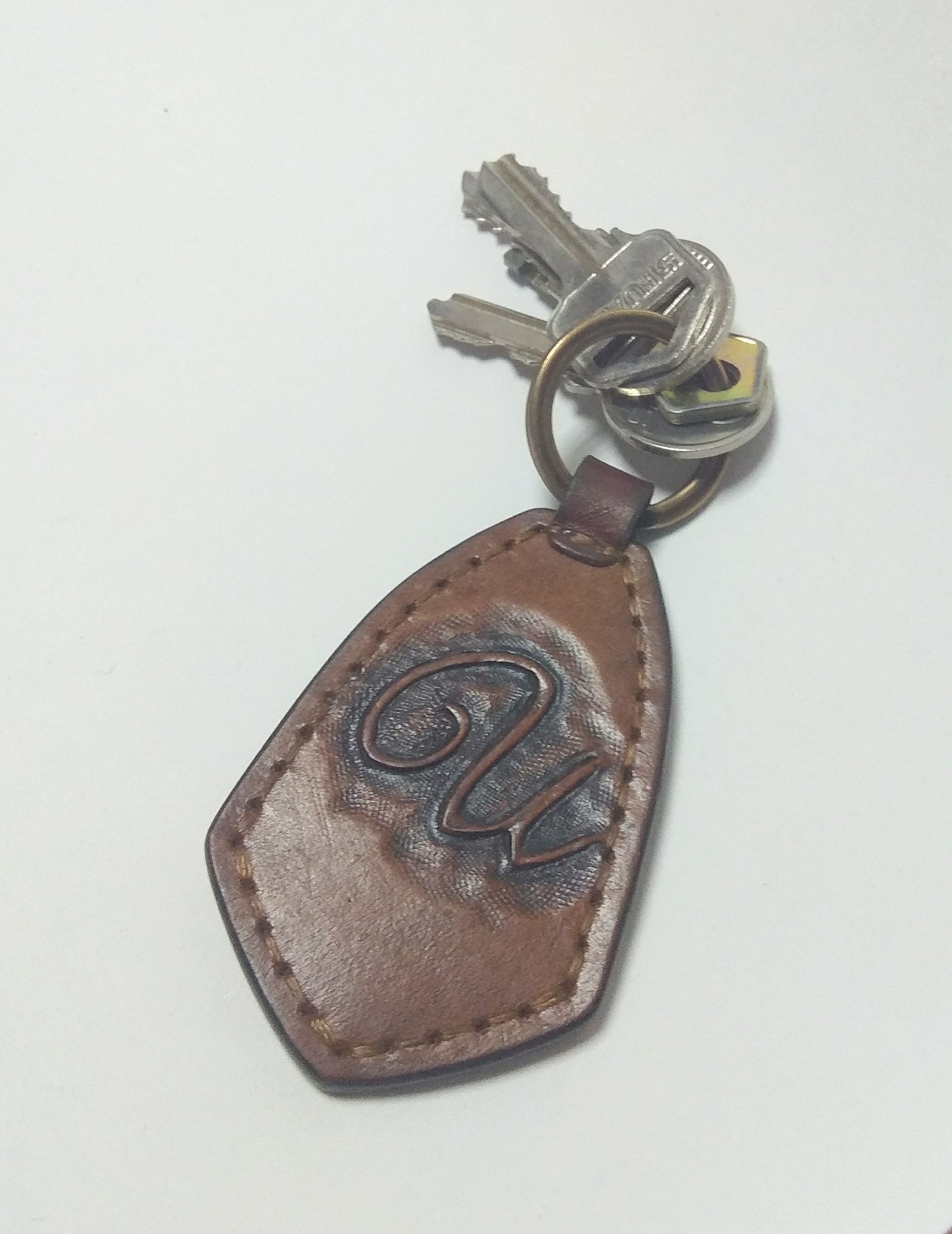 Keychain - My, Leather, Leather, Handmade, Keychain, Embossing on leather, Longpost