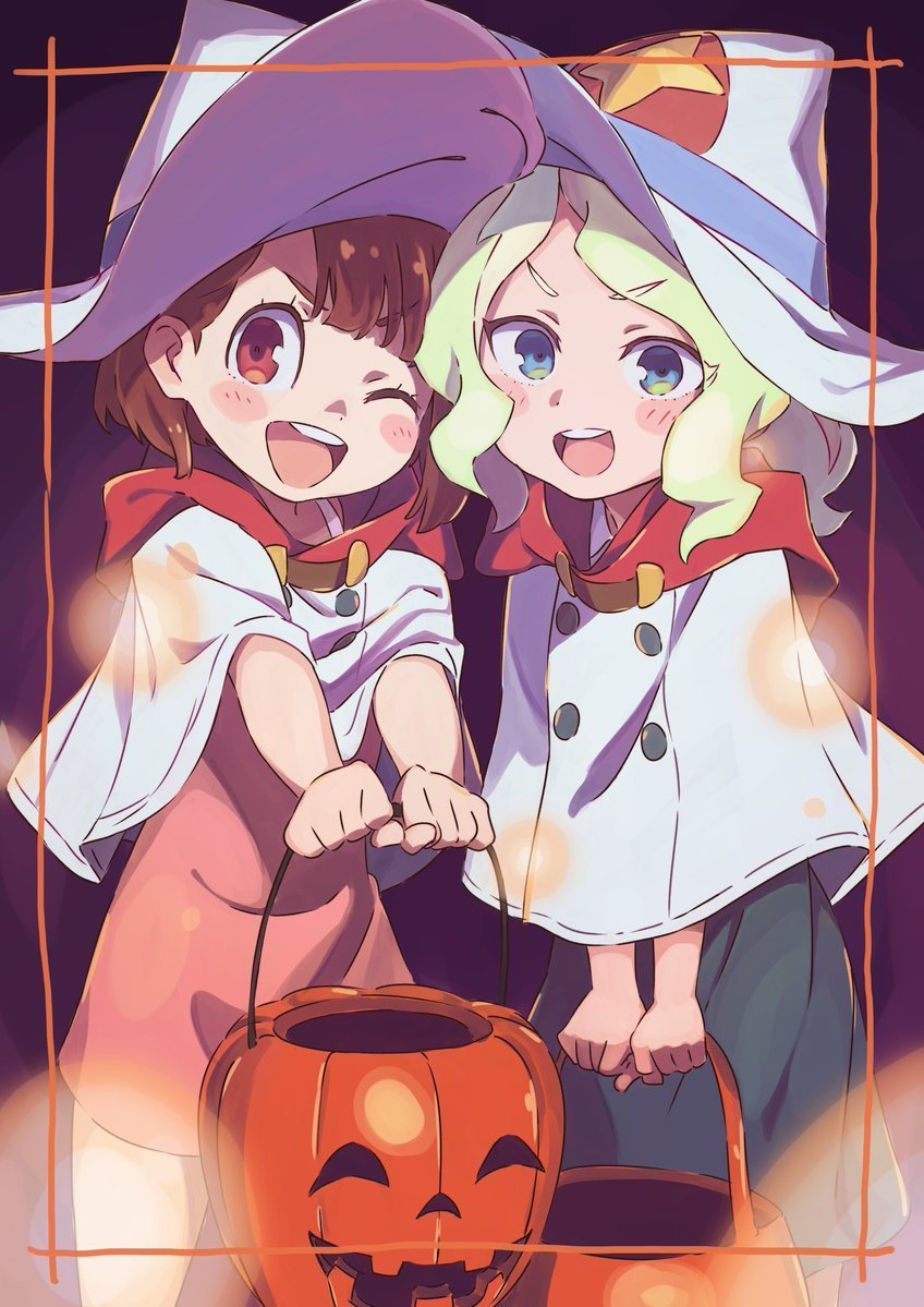 Маленькие ведьмы. - Little Witch Academia, Akko Kagari, Diana Cavendish, Аниме, Арт, Хэллоуин