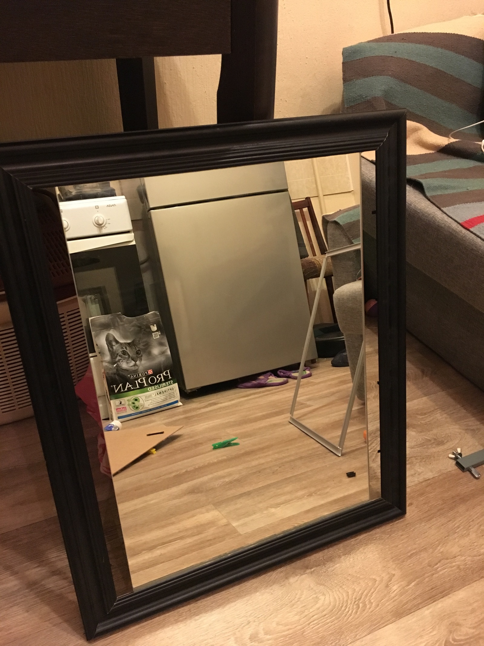 Illuminated mirror - My, Make-up mirror, Mirror, With your own hands, Repair, cat, Longpost