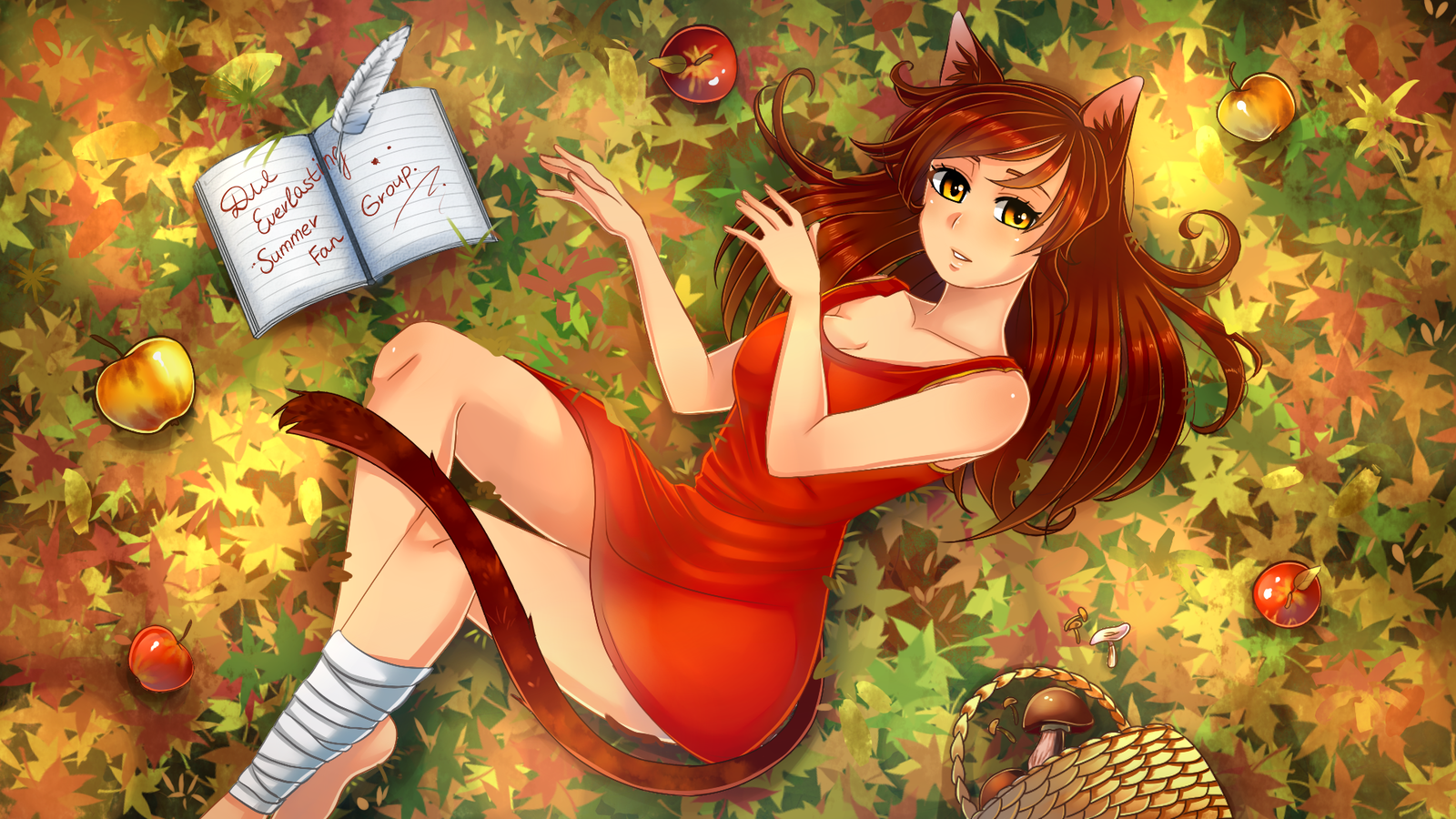 Kisa with mushrooms - My, Julia, SEAD, Visual novel, Endless summer, Art