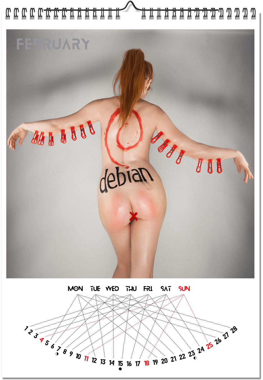 Art nude calendar linuxoid - NSFW, My, Longpost, , Bodypainting, Linux, Cosplay, Girls, Strawberry, Erotic