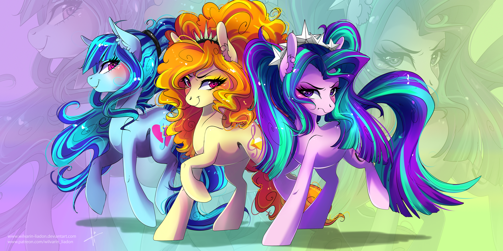 The dazzlings - My little pony, PonyArt, Adagio dazzle, Sonata dusk, Aria blaze, Ponification