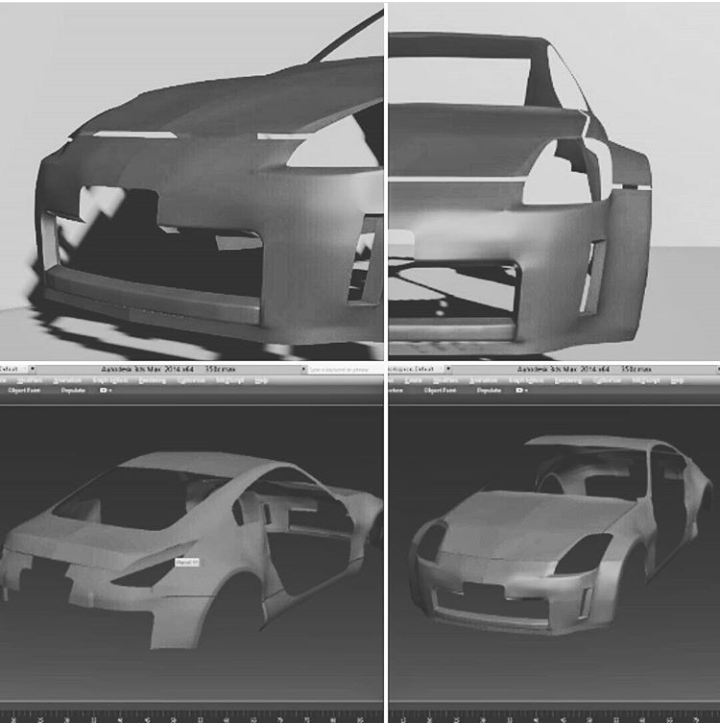 Small samples of work in 3DMax. - My, 3D modeling, , Models, Nissan 350z, My first job, My darling, Images, Longpost
