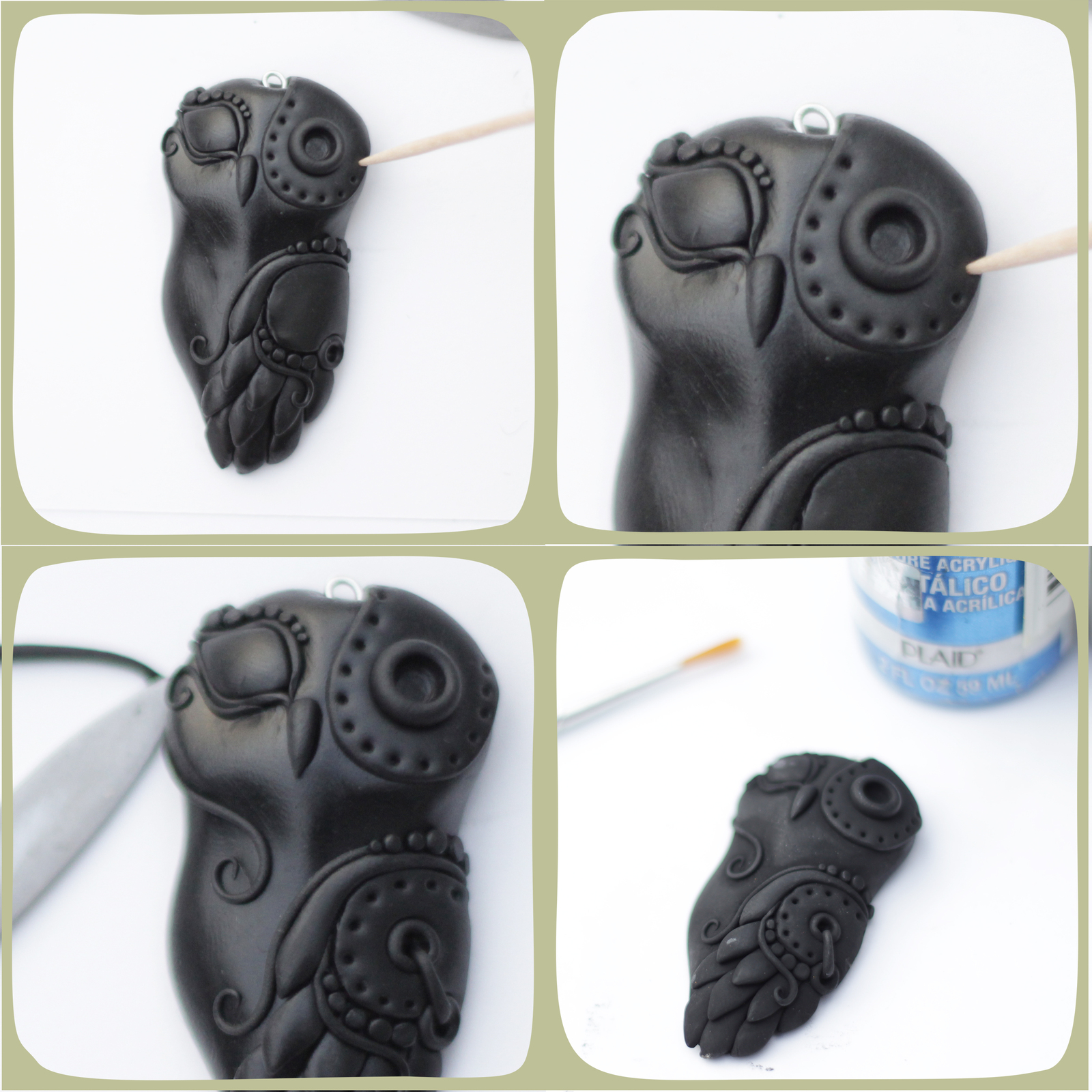 Frame-by-frame master class of modeling an owl from polymer clay. - My, Master Class, Лепка, Owl, , Polymer clay, Longpost