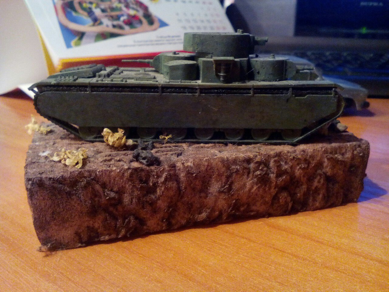 Diorama with T-35 tank - My, Diorama, Stand modeling, Modeling, Tanks, T-35