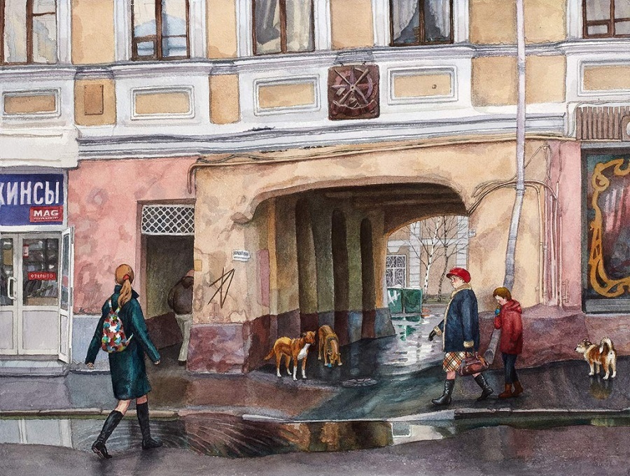 Moscow in Alena Dergileva's Watercolors - Painting, Dergileva, Moscow, Watercolor, Longpost