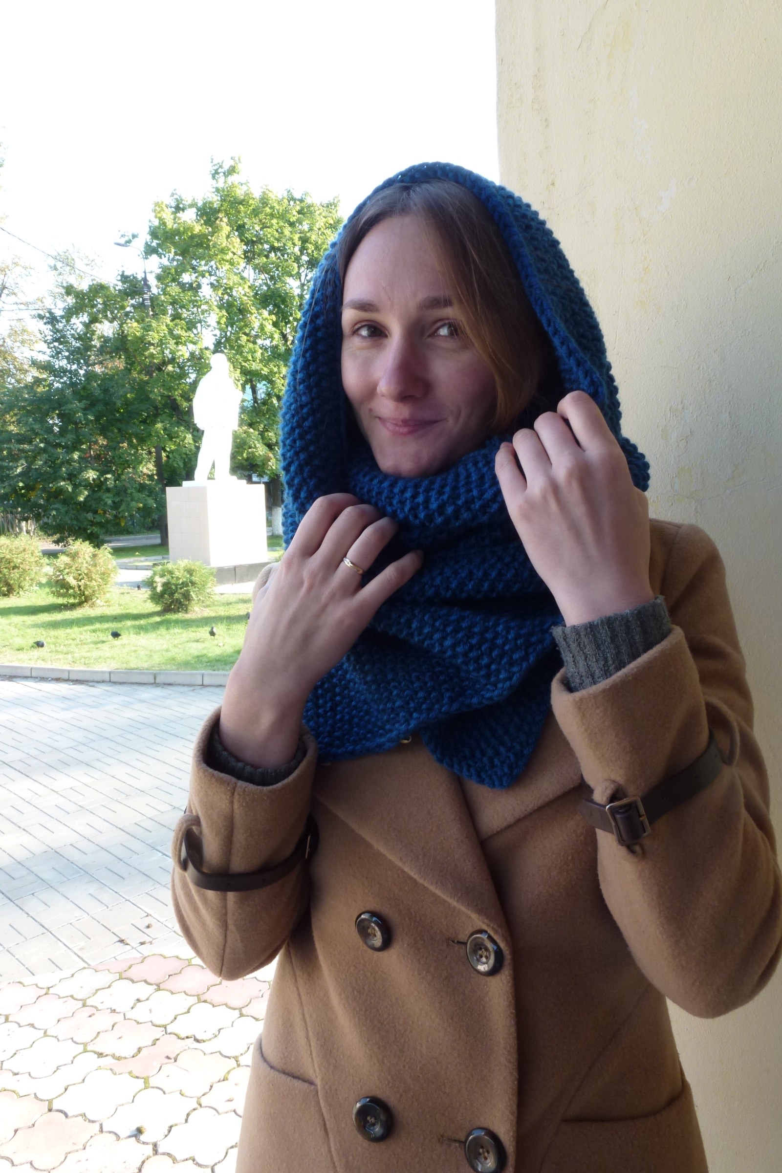 Big and warm. - My, Scarf, , , Knitting, Needlework without process, , Longpost