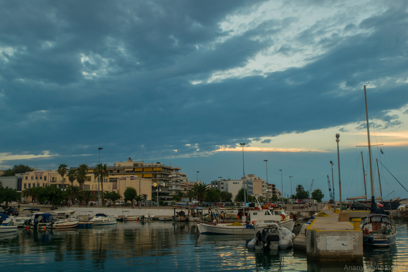 After the rain. - My, The photo, , Nikon d3300, Greece, Ship, Sea, Port, Sunset, Lightroom