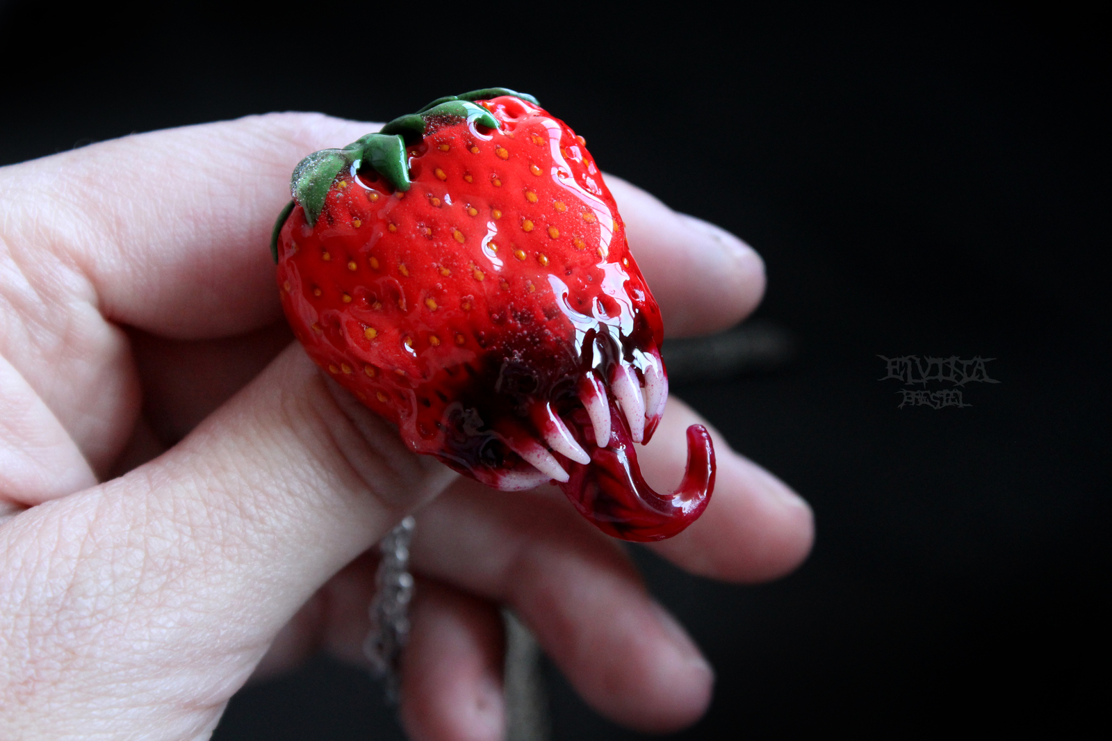 Strawberry pendant - My, Polymer clay, Strawberry, Kus, Strawberry (plant)