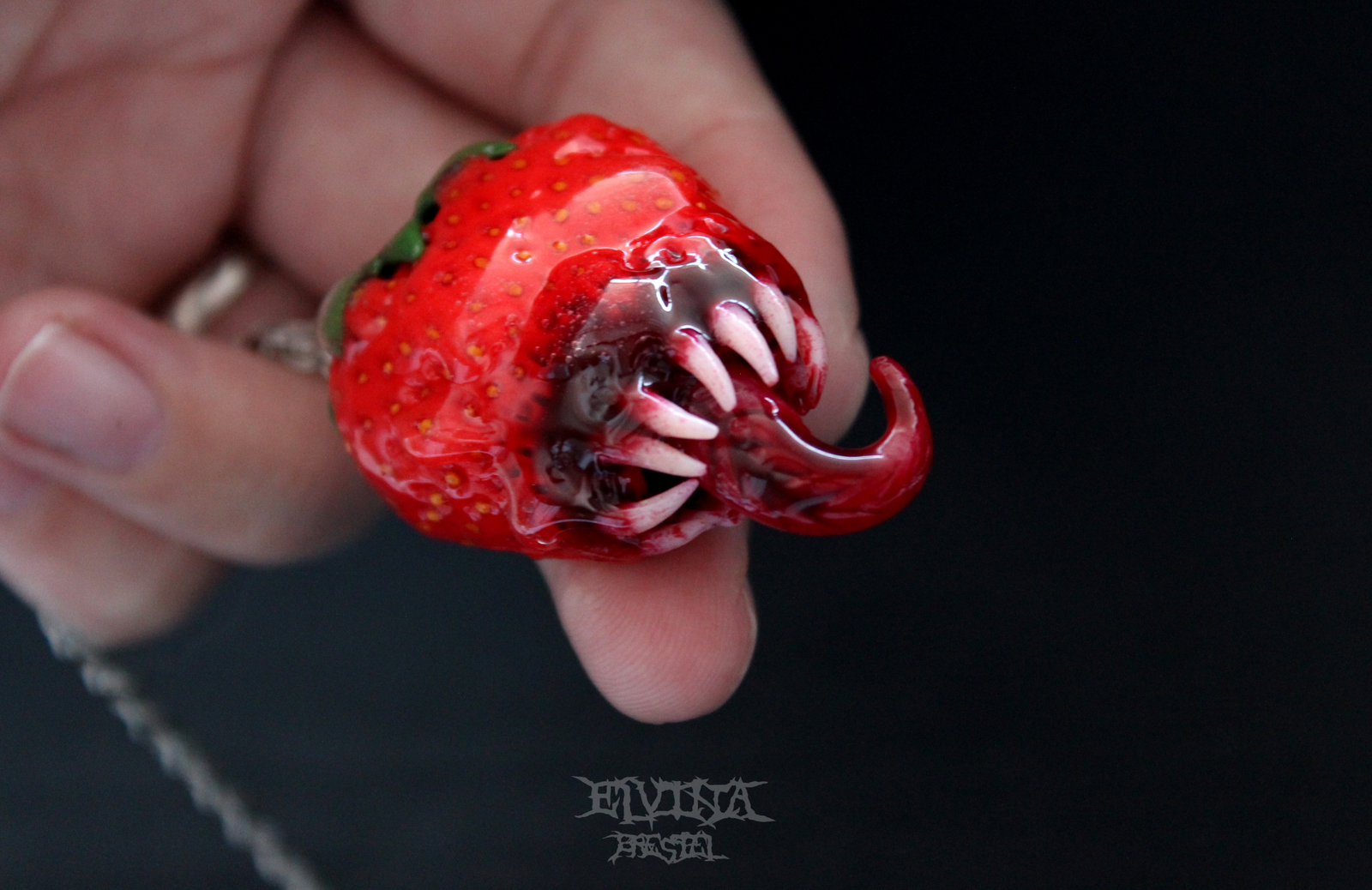 Strawberry pendant - My, Polymer clay, Strawberry, Kus, Strawberry (plant)