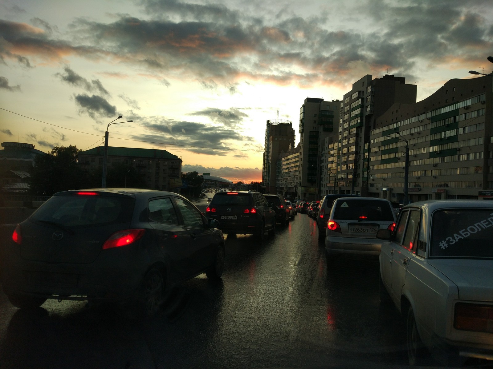 lead sunset - My, Chelyabinsk, Traffic jams, Sunset, Xiaomi mi5