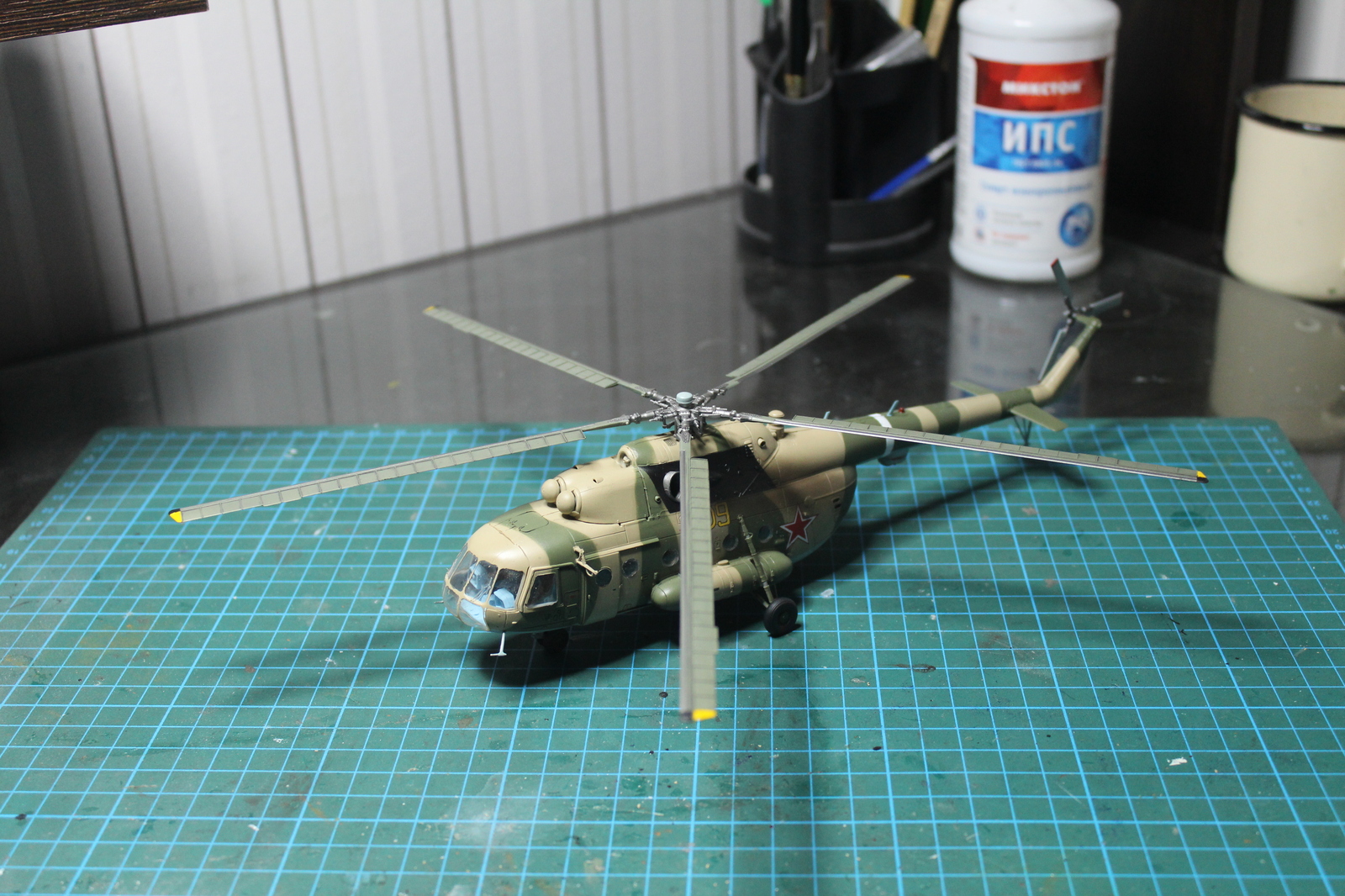 Mi-8T helicopter - My, Helicopter, Mi-8, Prefabricated model, Stand modeling, Longpost