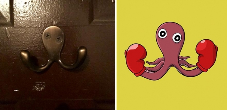 Artist sees faces everywhere and turns them into cartoon characters - Pareidolia, , Artist, Animation, Longpost, Cartoons