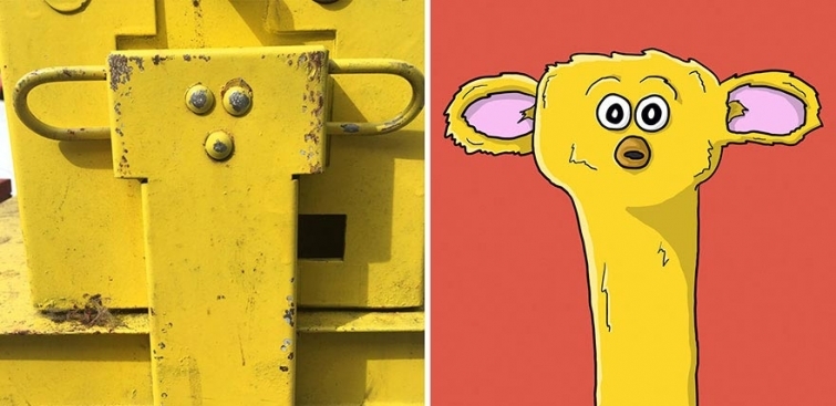 Artist sees faces everywhere and turns them into cartoon characters - Pareidolia, , Artist, Animation, Longpost, Cartoons