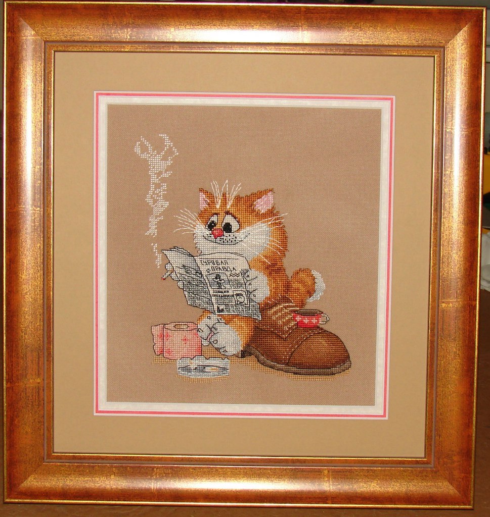 Complete impudence or a post of one cat - My, Needlework without process, Embroidery, Cross-stitch, Copyright, My, cat, Longpost