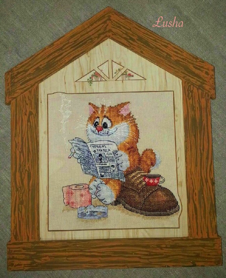 Complete impudence or a post of one cat - My, Needlework without process, Embroidery, Cross-stitch, Copyright, My, cat, Longpost