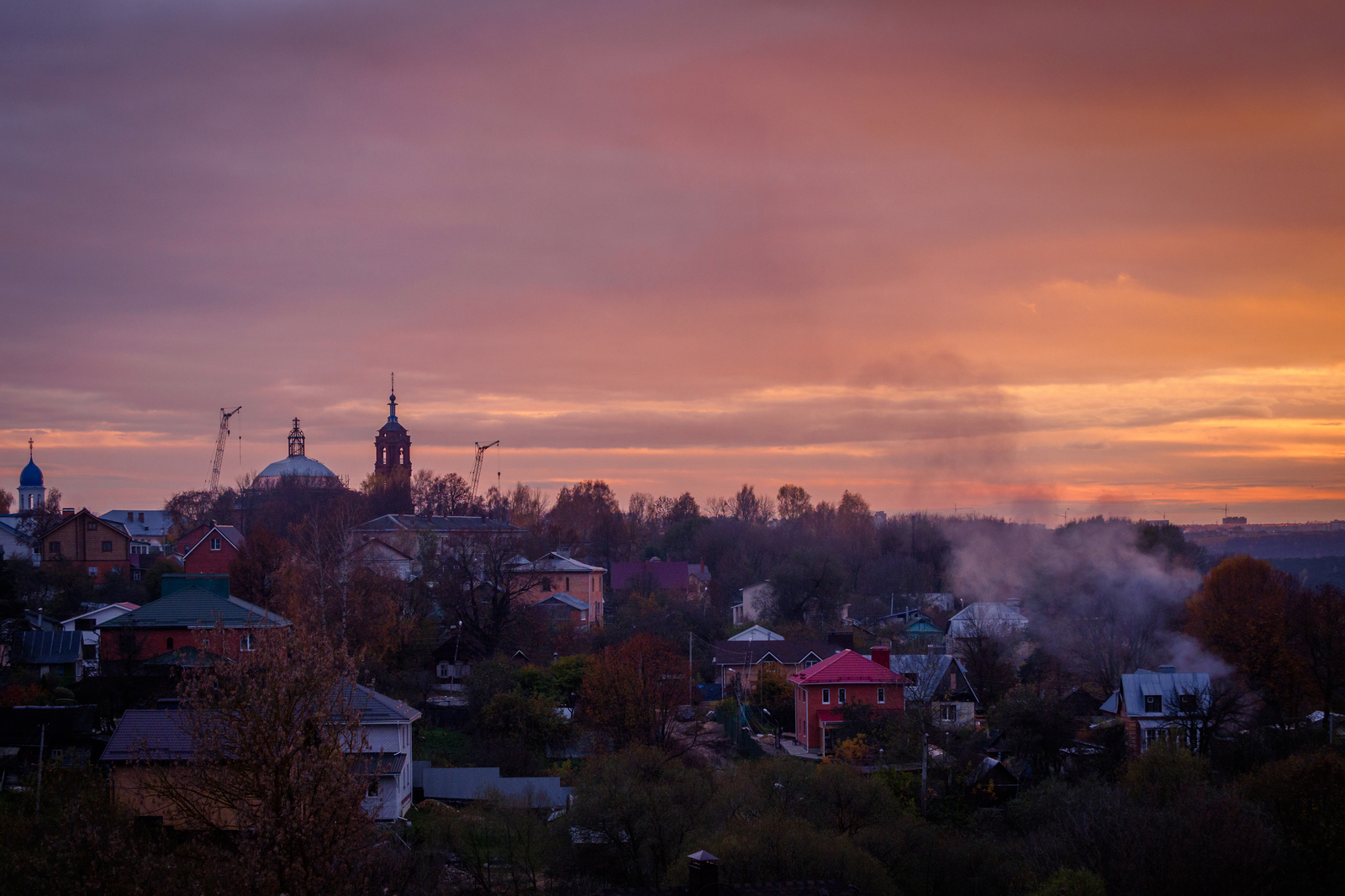 Пейзажи осени - Моё, Осень, Закат, Калуга