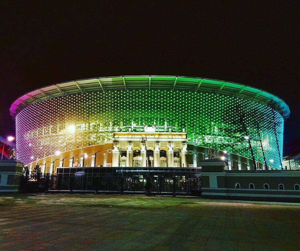 Lighting turned on at the new stadium in Yekaterinburg - Football, 2018 FIFA World Cup, Soccer World Cup, Stadium, Yekaterinburg, Video