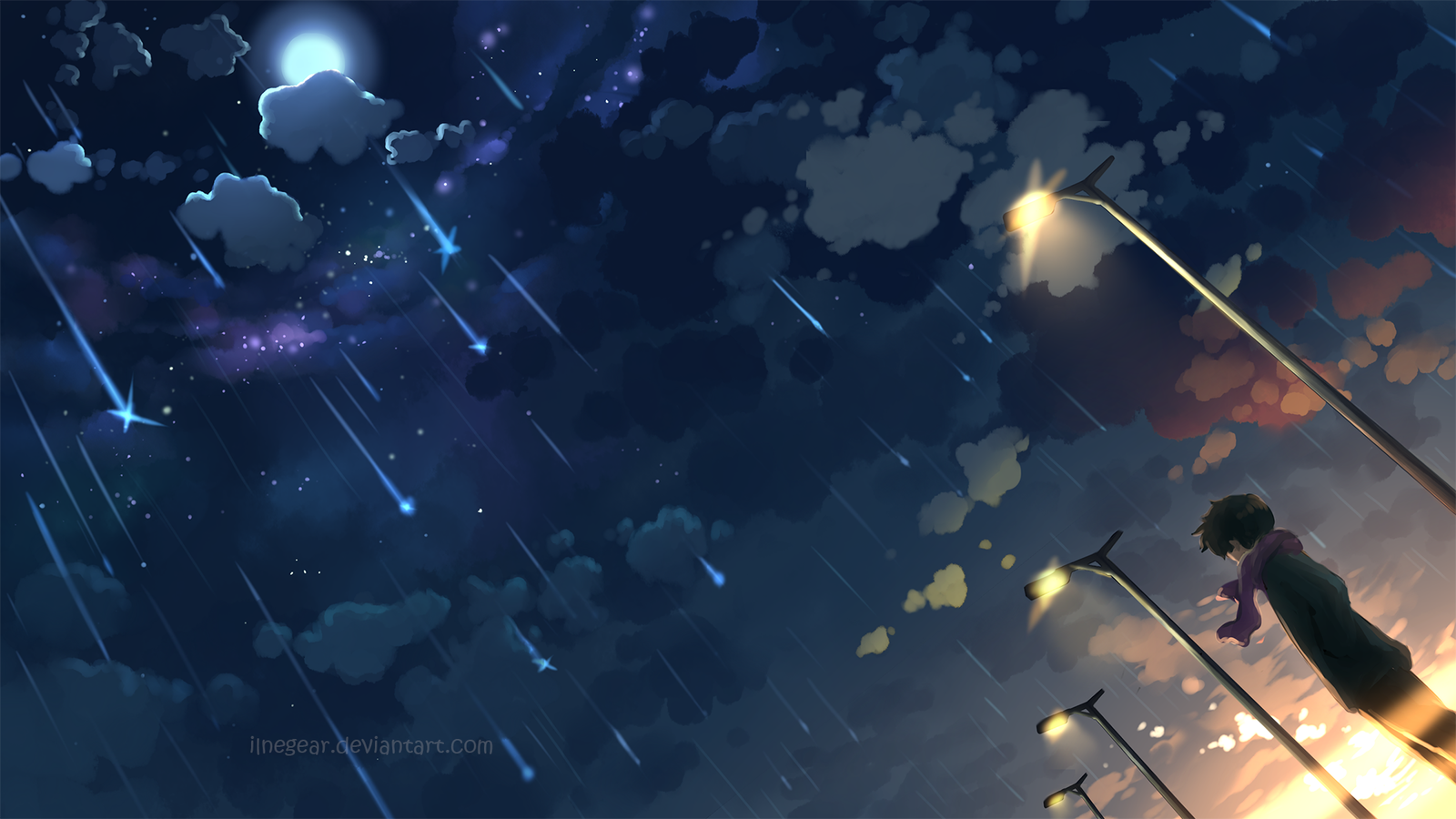 Distant Stars - Art, Drawing, Falling star, , Starfall