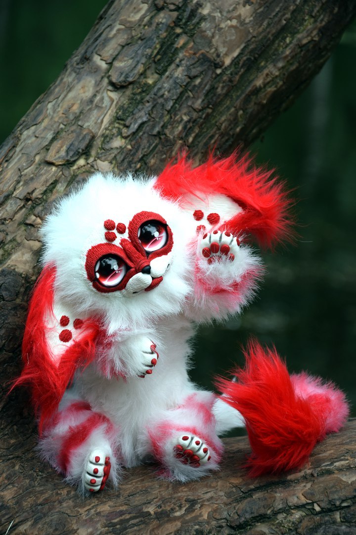 red alien - My, Handmade, Needlework without process, Polymer clay, Adelkawalka, Handmade, Artificial fur, Longpost