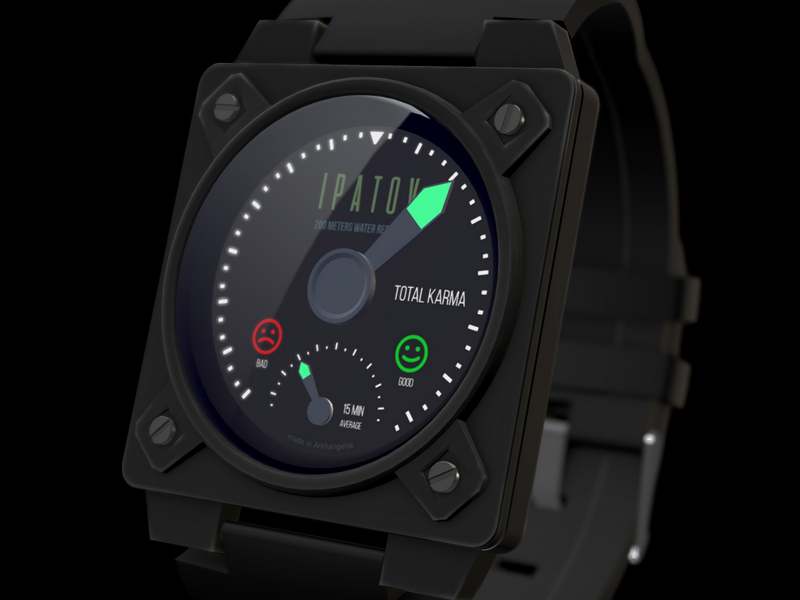 Karmameter - My, Clock, Wrist Watch, Appliance, 3D, Blender, Concept, Longpost