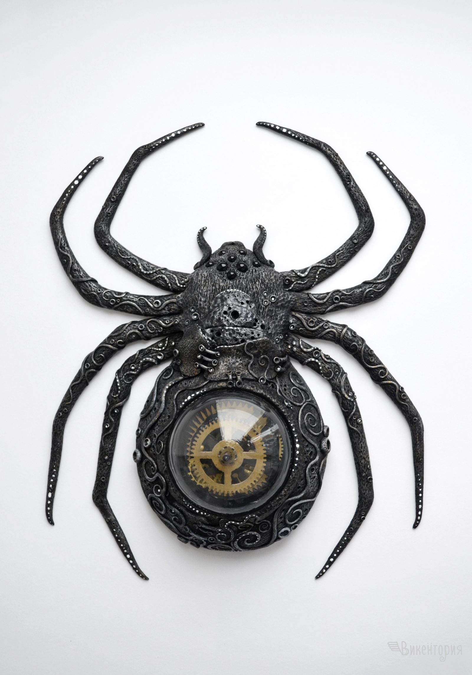 biomechanical spider - My, Polymer clay, Spider, Needlework without process, Needlework, My, With your own hands