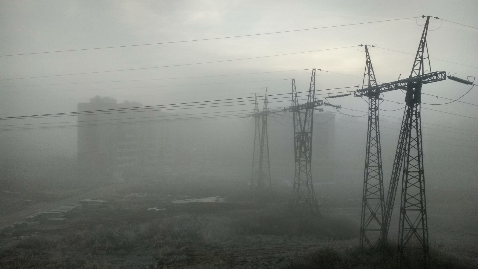 And they promised an alley with fountains - My, Power lines, View from the window, Electrician, Moscow region