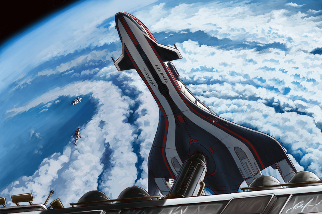 Tempest: orbital dock - Art, Mass effect, Mass Effect: Andromeda, Tempest, Space, Planet, Mass Effect: Andromeda