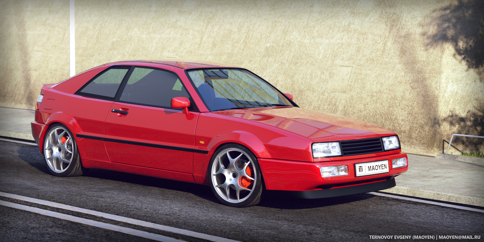 Volkswagen Corrado - 3ds max / vray / photoshop - My, Computer graphics, 3D, 3DS max, Auto, Volkswagen, , Vray, Photoshop, Longpost