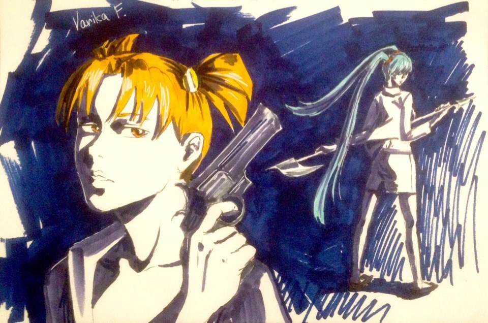 Conflict... - Visual novel, Endless summer, Alisa Dvachevskaya, Hatsune Miku, Varikaf, Drawing