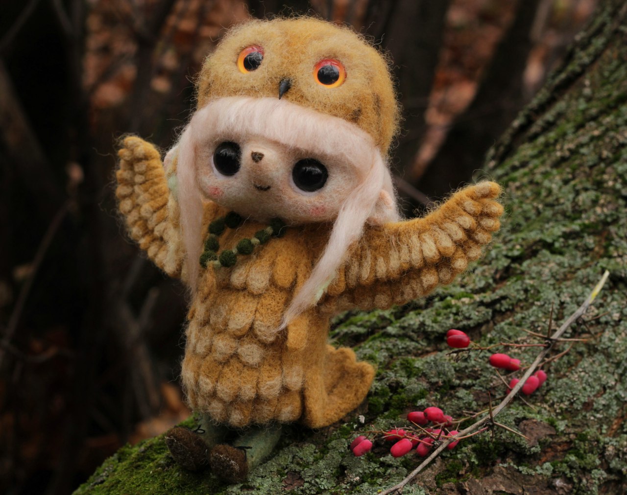 Owl girl in the technique of dry felting wool - My, Dry felting, Needlework without process, Needlework, Owl, Creation, Hobby, Toys, Handmade, Longpost