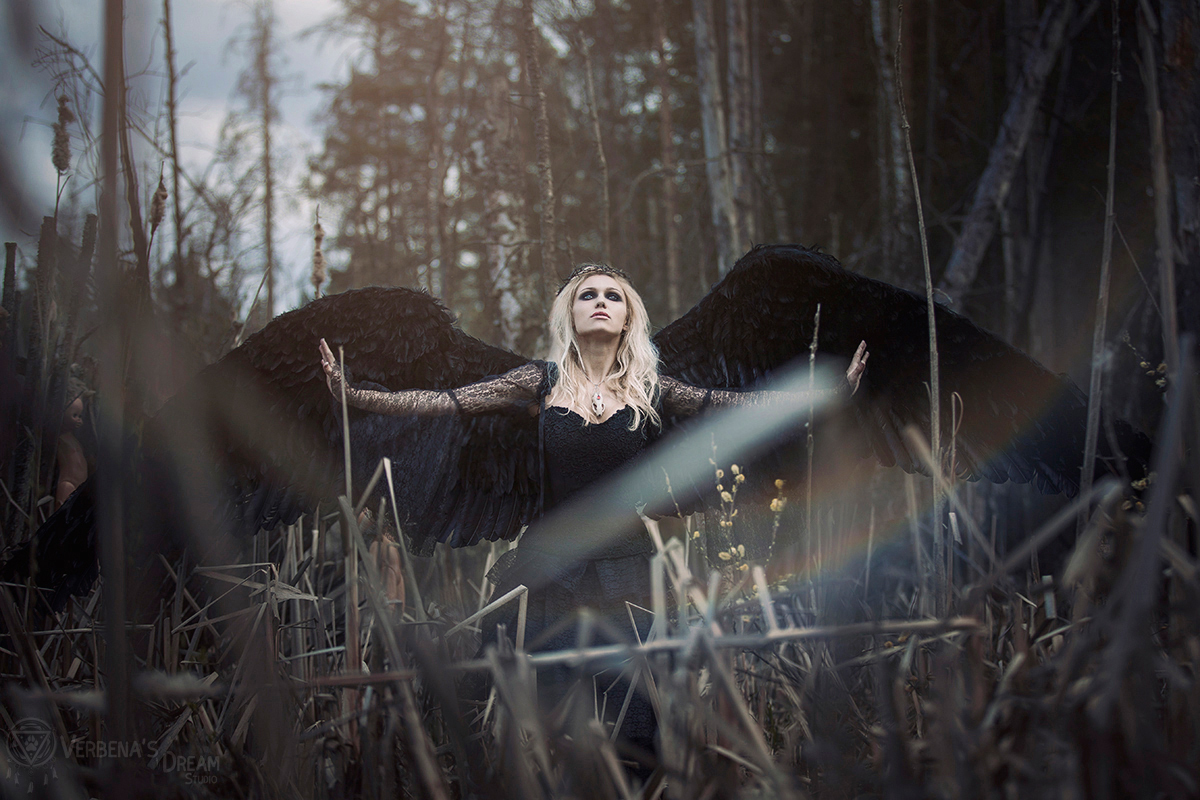 Black Angel by Verbena's dream Studio - Black angel, Черный ангел, Скорбящий ангел, Крылья, Кукла, Готика, Original, Длиннопост