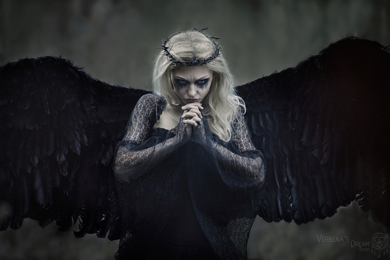 Black Angel by Verbena's dream Studio - Black angel, Черный ангел, Скорбящий ангел, Крылья, Кукла, Готика, Original, Длиннопост