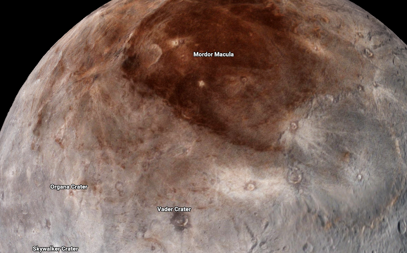 Funny names for the sights of Charon (Pluto's moon). - Pluto, Lord of the Rings, Star Wars IV: A New Hope, Space
