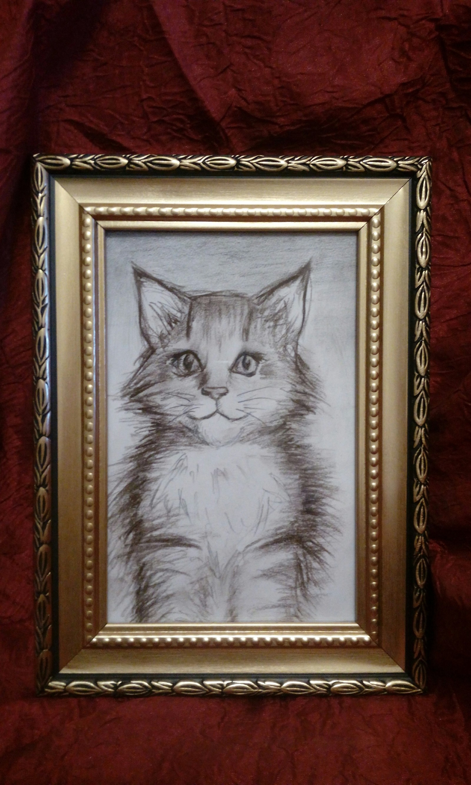 Kitten drawing - My, Drawing, cat, Sepia, Pencil drawing, Longpost