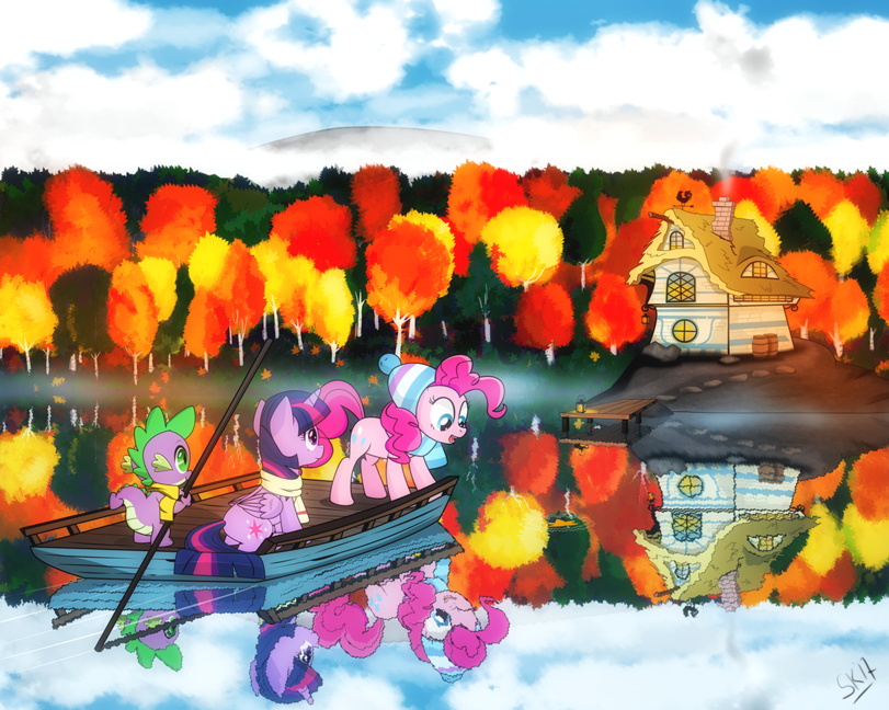 Reflection. - My little pony, Twilight sparkle, Pinkie pie, Spike