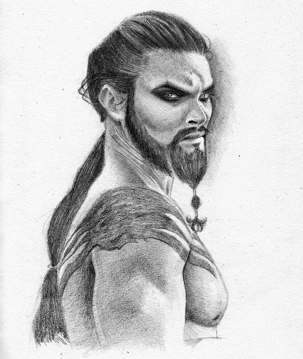 In the league of artists - My, Pencil drawing, Game of Thrones, Jason Momoa