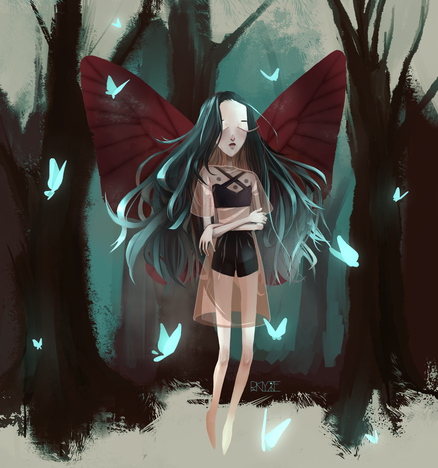 Trade with one girl - My, Girl, Fairy, Art, Drawing, Trade, Butterfly