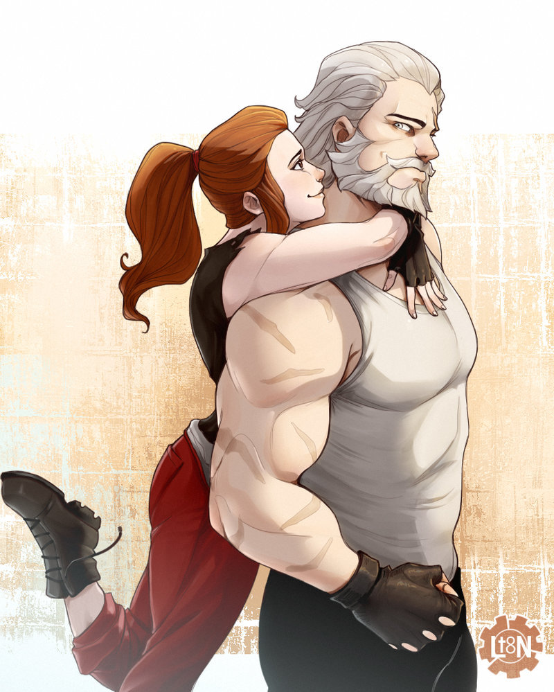 Хорошенькая помощница у старика - Overwatch, Reinhardt, Brigitte, Lessanamidairo