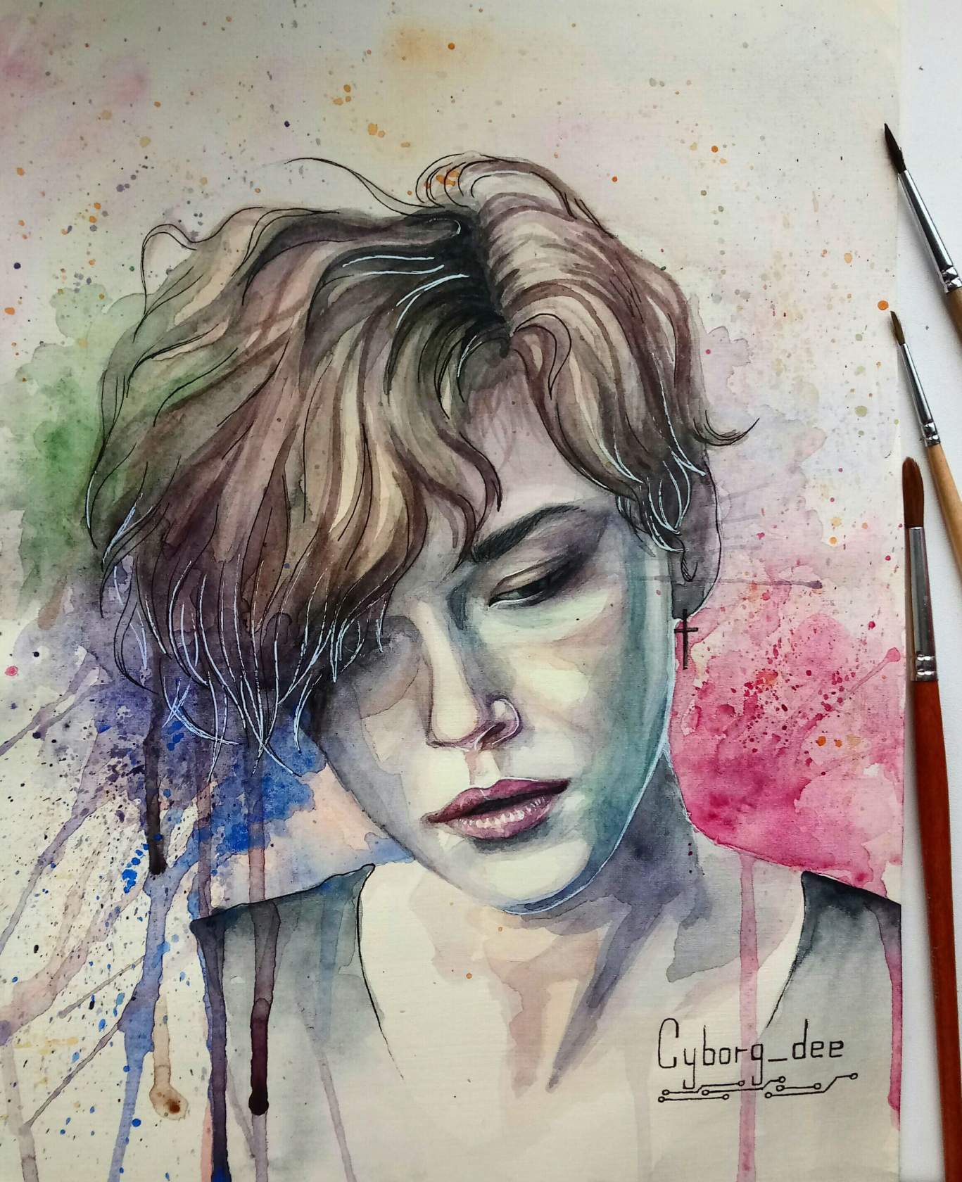 The result of insomnia - My, Drawing, Watercolor, Art, Illustrations, Portrait, Creation, My