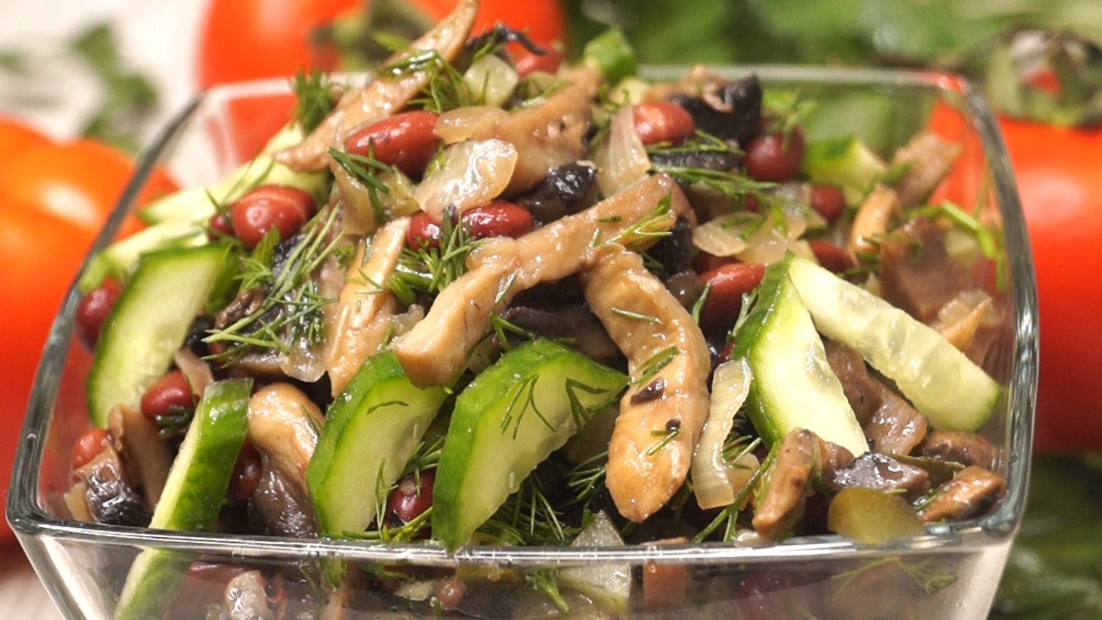 Salad Yum Nyam, without mayonnaise! - My, Salad, , Video, Food, Recipe