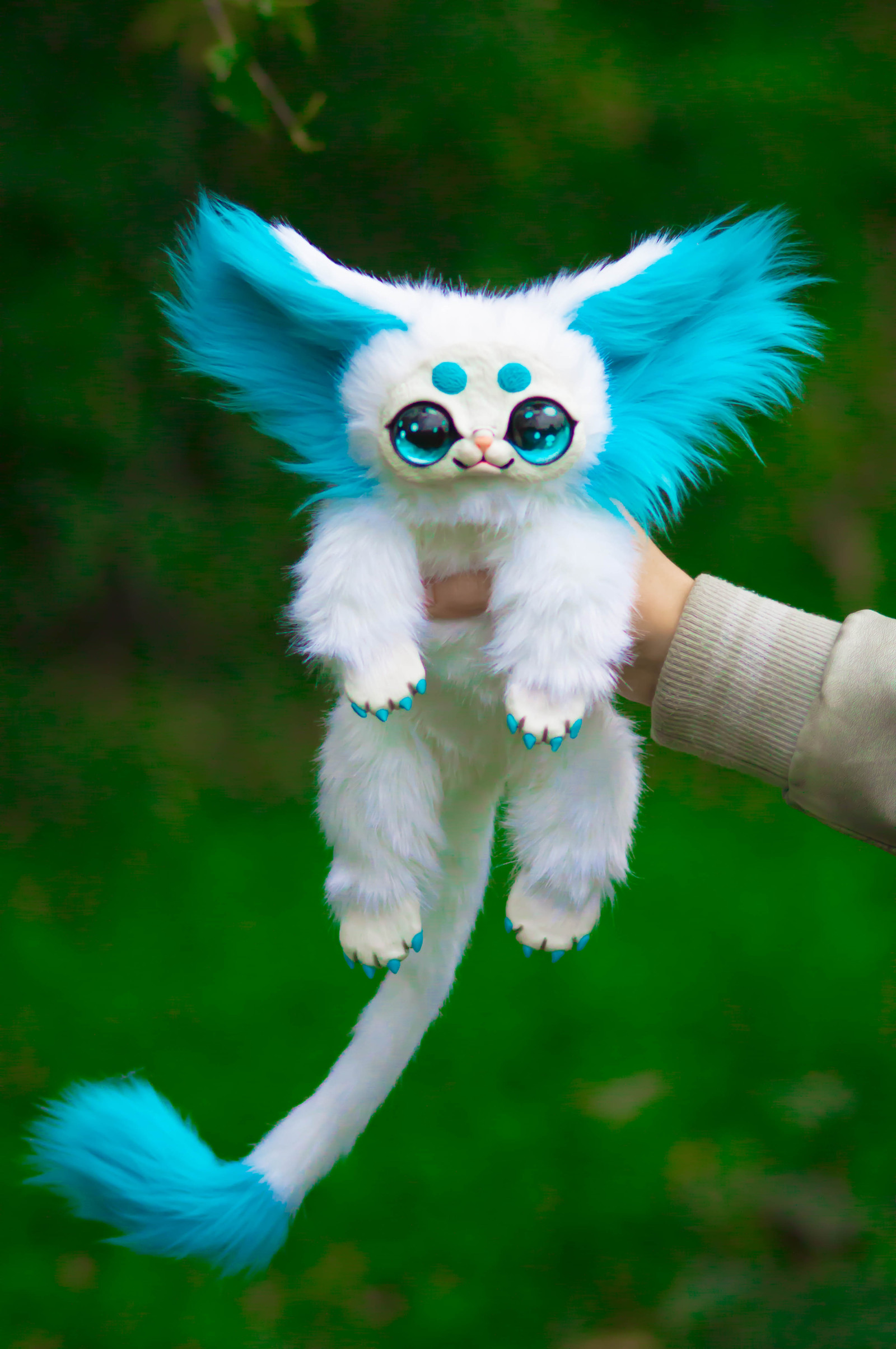 Blue-eyed animal - My, Adelkawalka, Author's toy, Handmade, Handmade, Polymer clay, Longpost