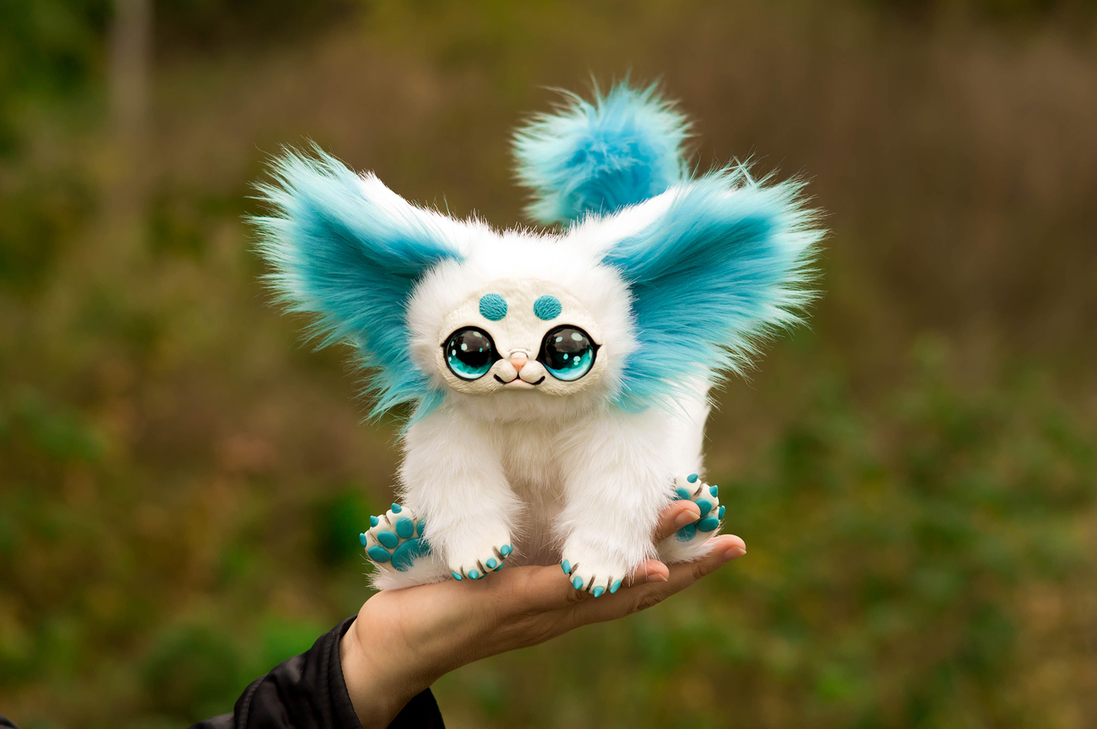 Blue-eyed animal - My, Adelkawalka, Author's toy, Handmade, Handmade, Polymer clay, Longpost