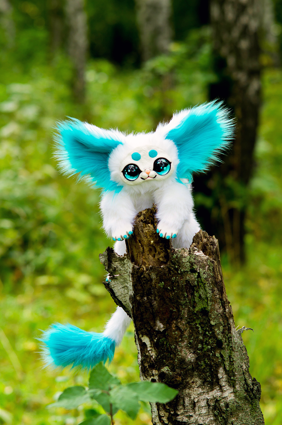 Blue-eyed animal - My, Adelkawalka, Author's toy, Handmade, Handmade, Polymer clay, Longpost