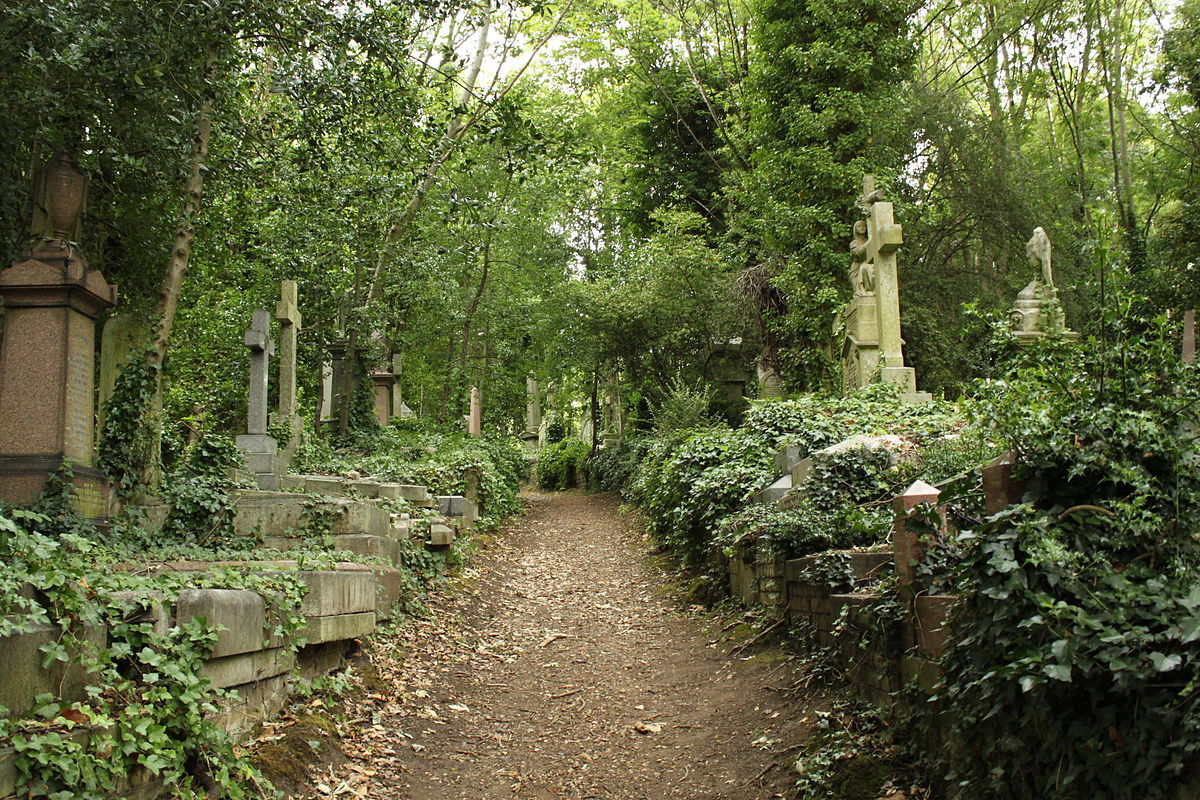 Highgate Cemetery - Хайгейтское кладбище, Лондон, Великобритания, Картинка с текстом, Длиннопост