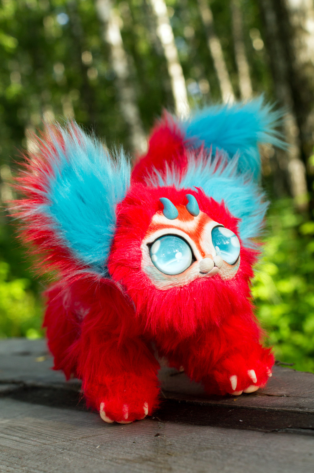 red animal - My, Adelkawalka, Handmade, Polymer clay, Artificial fur, Handmade, Soft toy, Longpost