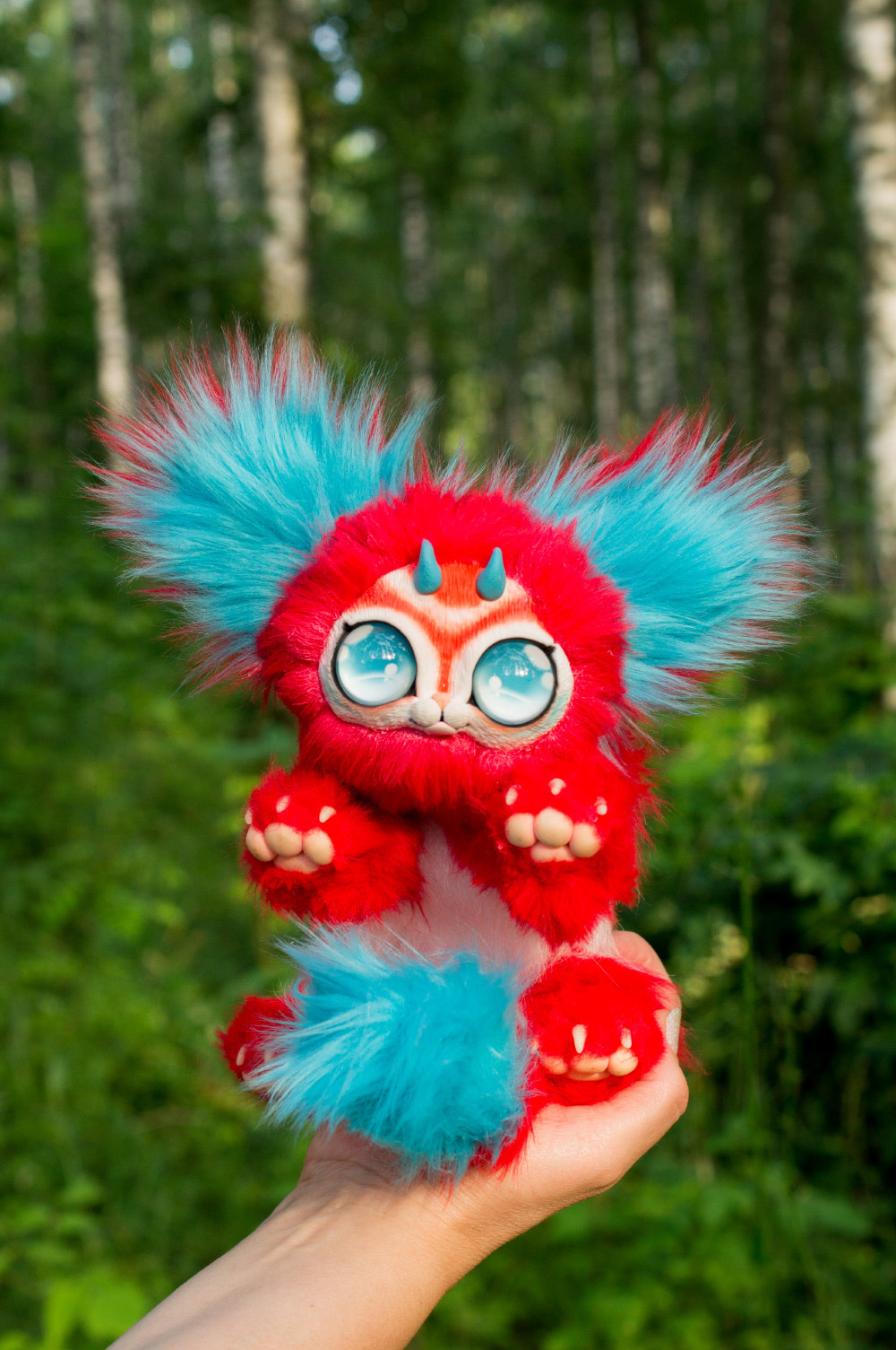 red animal - My, Adelkawalka, Handmade, Polymer clay, Artificial fur, Handmade, Soft toy, Longpost