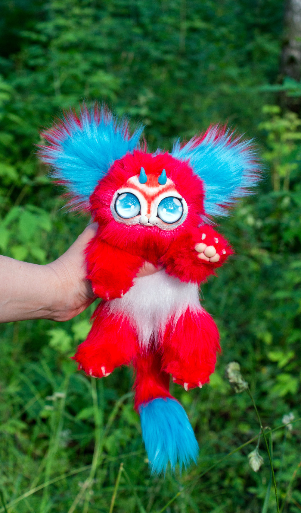 red animal - My, Adelkawalka, Handmade, Polymer clay, Artificial fur, Handmade, Soft toy, Longpost