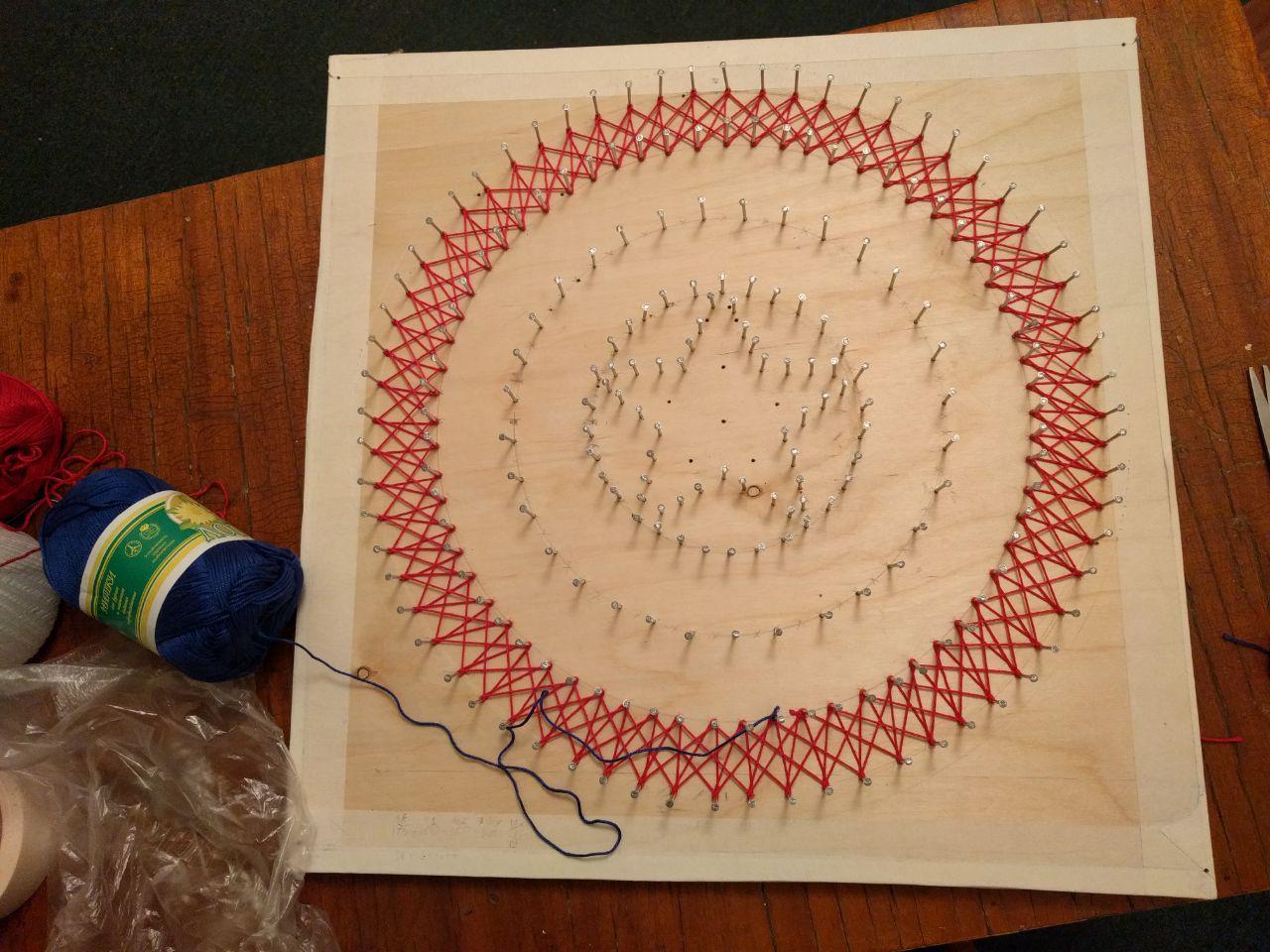 Мой первый опыт в творчестве в стиле String Art - Моё, String Art, Капитан Америка, Нитки, Самоделки, Длиннопост