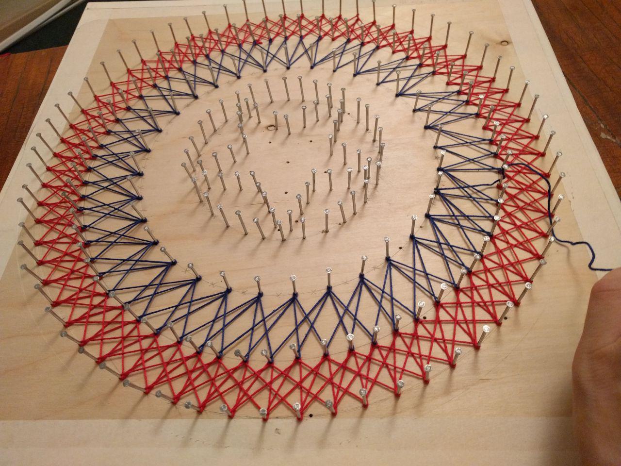 Мой первый опыт в творчестве в стиле String Art - Моё, String Art, Капитан Америка, Нитки, Самоделки, Длиннопост